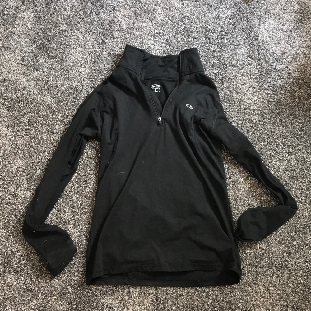 quarter zip back long sleeve tee